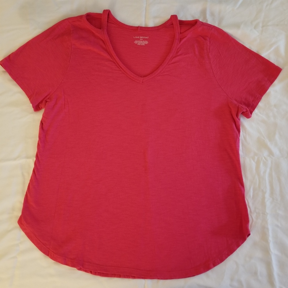 Lane Bryant 18/20 Cold Shoulder Pink Top V Neck